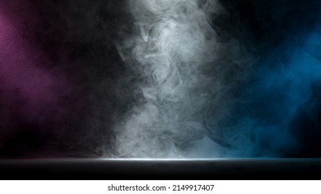 Neon atmospheric smoke, abstract background, close-up.