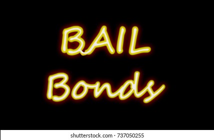 Neon Bail Bond Sign On Black