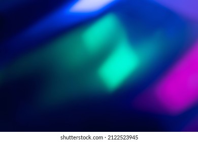 Neon blur glow. Color light overlay. Disco illumination. Defocused blue pink green ultraviolet radiance soft texture on dark abstract empty space background. - Shutterstock ID 2122523945