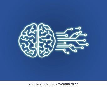 Neon Brain and Circuit Connection.

