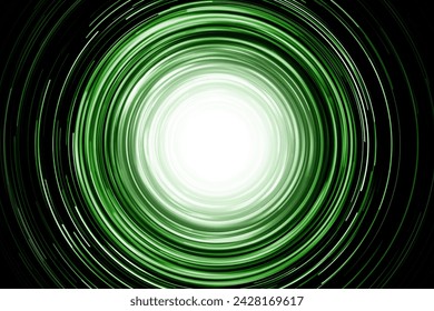 Neon circle lines with empty copy space isolated on black background. Colorful led lights long exposure rotation photo. Eco shiny light glow. Cosmos space planet abstraction. Green vortex spiral. - Powered by Shutterstock