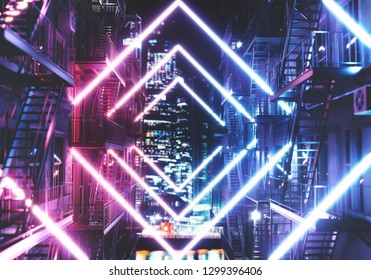 Neon City Background Concept. 