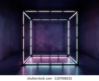 Neon Cyber Punk Light Background Concept.