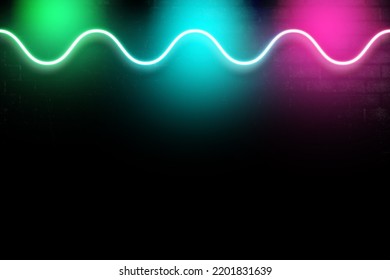 Neon Digital Zigzag Lights On Wall For Musical Party Dance Bar And Event Background