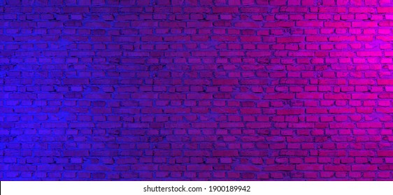 Neon Glow Brick Wall Bright Background