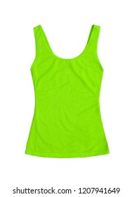neon green sleeveless sports top isolated on white background
