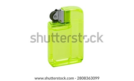 Neon green translucent plastic cigarette lighter with metal ignition wheel