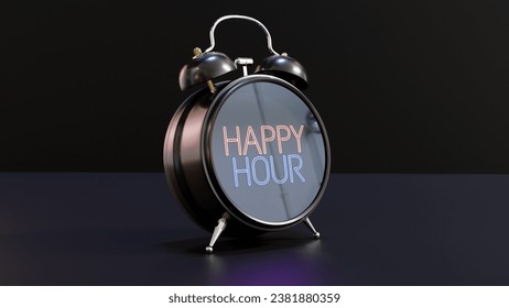 Neon Happy Hour Analog Alarm Clock - Powered by Shutterstock