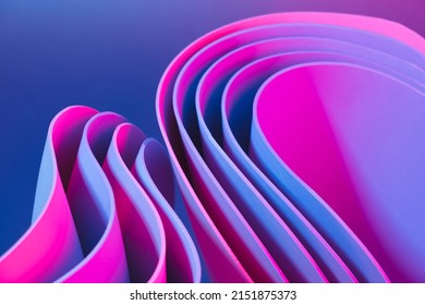 Neon illuminated dynamic sheets wallpaper. Abstract business background.