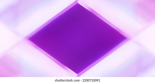 Neon Light Frame. Glow Background For Logo. Geometric Figure. Defocused Fluorescent Velvet Violet Purple Pink White Color Radiance Modern Abstract Copy Space Wallpaper.