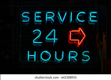 Neon Light Open 24hrs Sign