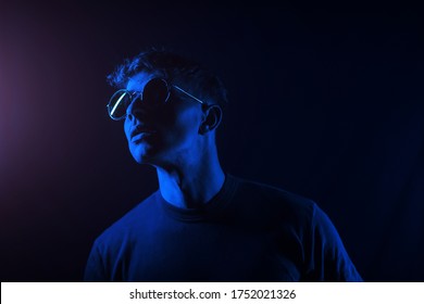 Neon Light Studio Close-up Portrait 