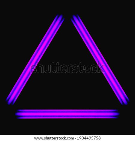 neon light triangle frame made of ultraviolet blackligt lamps