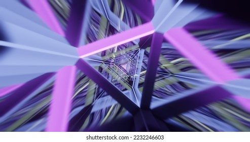 Neon light triangle shapes tunnel futuristic background - Powered by Shutterstock