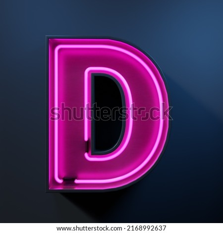 Neon light tube letter D