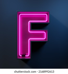 Neon light tube letter F - Shutterstock ID 2168992613
