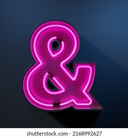 Neon light tube symbol ampersand 