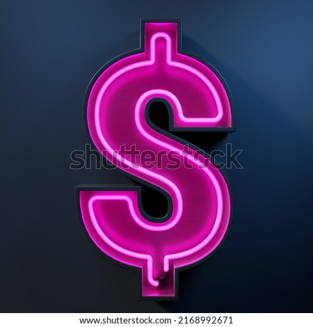 Neon light tube symbol dollar sign