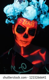 Neon Makeup For Halloween Or Dia De Mertos Holiday