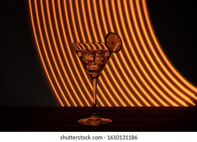 Neon Martini Glass Shot With Long Exposure