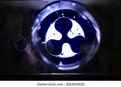 neon radioactive round sign, bottom