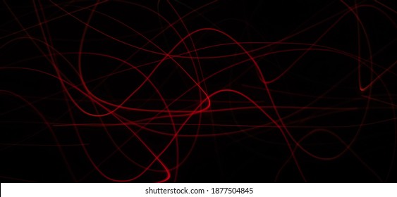 Neon red wave pattern abstract isolated on a Black background