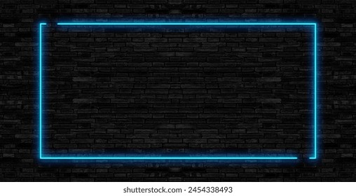 Neon rounded parallelogram frame with shining effects on dark background. Empty glowing techno backdrop. Vector illustration. - Powered by Shutterstock - Get 15% off with code: PIKWIZARD15