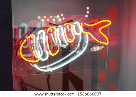 Similar – Foto Bild Rotes Neonschild mit Schriftzug Popcorn Cotton Candy