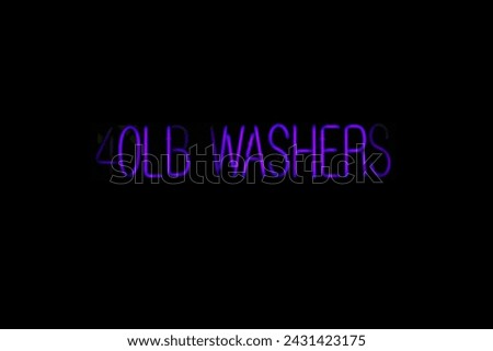 Neon Sign. Neon Sign in a Laundry Mat. Glowing Neon. 40 LB Washers. Neon Lettering. 40 Pound Washers Sign. Set of informational signs. Night bright signboard, Glowing light banner. Glowing Sign. Gas. 