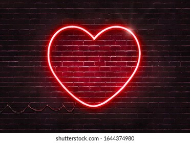 Neon sign on a brick wall in the shape of a heart.(illustration series) - Powered by Shutterstock