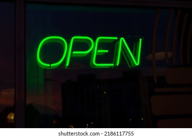 Neon Sign Open Closed With Glass.