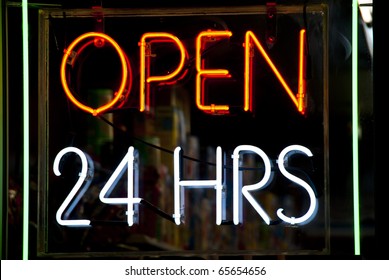 Neon Sign In Shop Window, New York City