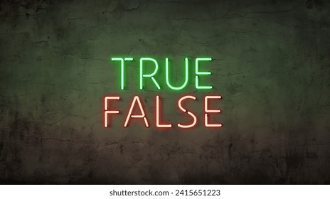 A neon sign with the word "false" on a grunge background. - Powered by Shutterstock