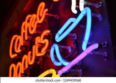 Neon Sound Taken Outside A Local Donut Shop.