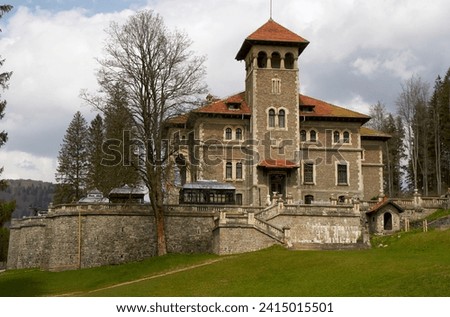 Neo-Romanian Cantacuzino Castle Circa 1911 in Busteni, Romania.                               