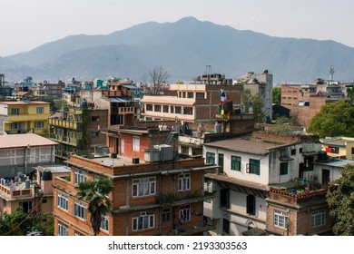 Nepal City, Kathmandu Street And Skyline