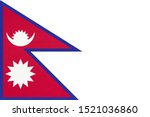 Nepal national fabric flag, textile background. Symbol of Asian international world country. Asia state official sign.