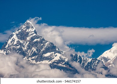 Nepal , peak of snow mountain  , fishtail peak 