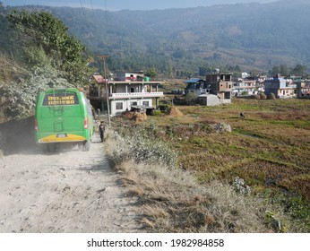 Nepalese Driver Worker Driving Retro Vintage Buses For Send Nepali People And Foreign Travelers From Kathmandu To Pokhara Hill Village City At Annapurna Valley On December 7, 2017 In Pokhara, Nepal