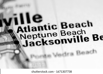 Neptune Beach. Florida. USA On A Map