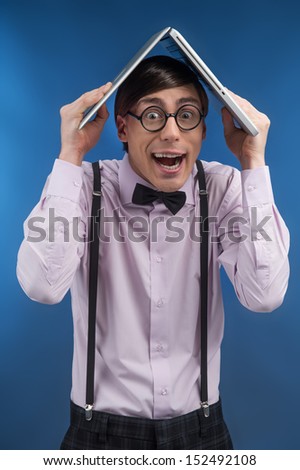 Similar – Image, Stock Photo Portrait of kid with note papers stuck on body