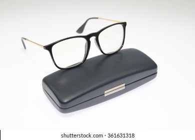 Nerd glasses with case on gray