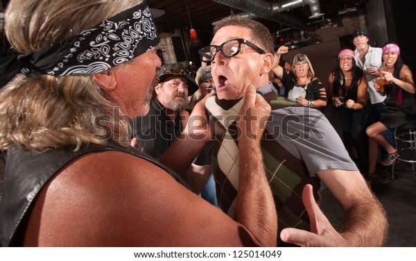 Nerd Grabbed By Collar Bar Fight Stock Photo (Edit Now) 125014049