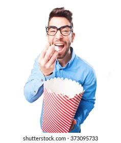 Nerd Man Eating Popcorn