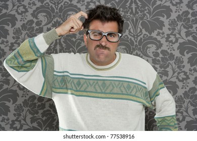 Nerd Pensive Silly Man Retro Wallpaper Glasses Tacky Guy