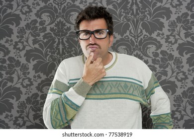 Nerd Pensive Silly Man Retro Wallpaper Glasses Tacky Guy