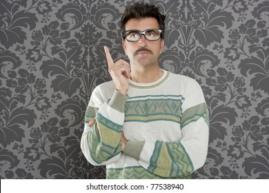 Nerd Pensive Silly Man Retro Wallpaper Glasses Tacky Guy