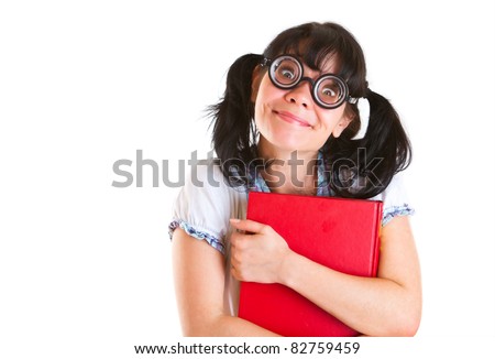 Nerd Student Girl on a white background
