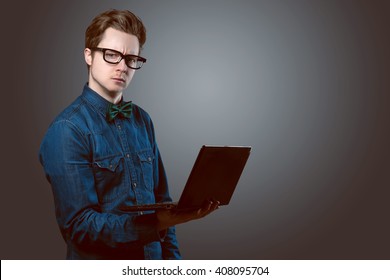 Nerdy Guy With Notebook