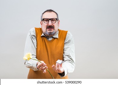 Nerdy Man Is Very Sad Because He Had Proposal His Girlfriend But She Rejected Him.Rejected Marriage Proposal
